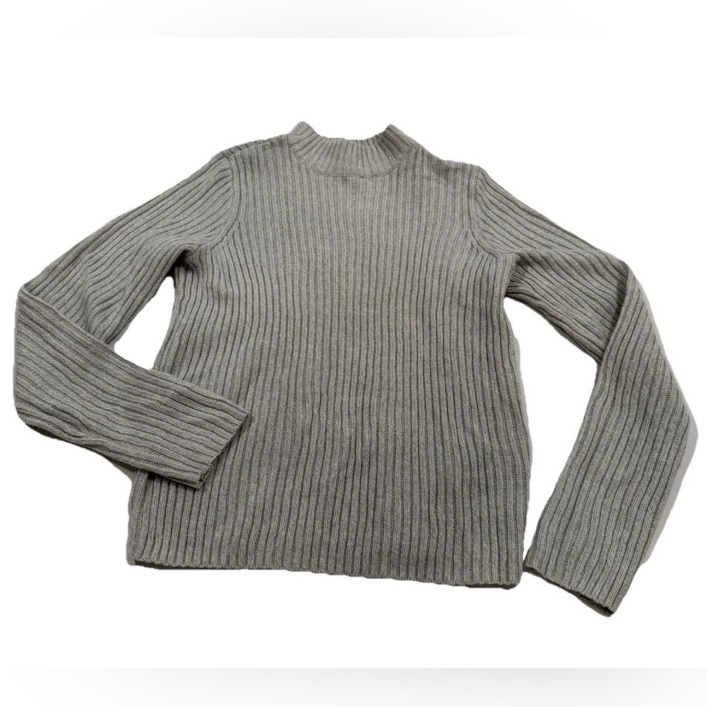 DIVIDED Women’s Gray Ribbed Acrylic Mock Neck Pullover Sweater S Long Sleeve